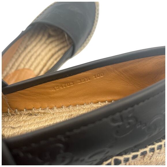 Gucci Black Guccissima Leather GG Slip On Espadrille Flats EU 5.5  US 5.5 - Picture 11 of 14